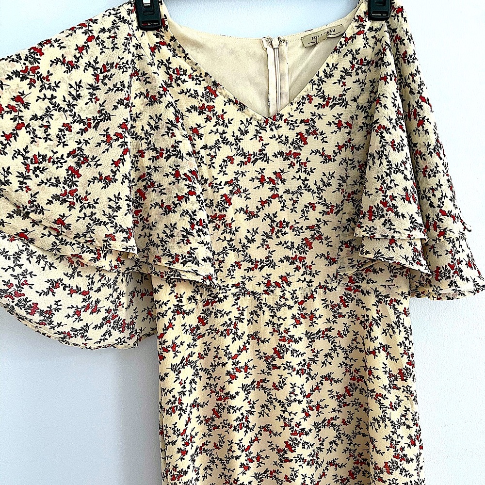 Roolee Floral midi cream dress